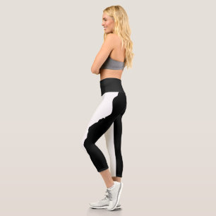 Bold Black with Classic White Unique Stylish Capri Leggings