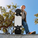 Bold Black with Classic White Unique Stylish Skateboard<br><div class="desc">This bold black skateboard with classic white accents delivers a sleek, modern look for riders of all levels. Designed for durability and performance, it’s perfect for cruising, tricks, or casual riding. The striking black and white contrast creates a stylish, contemporary aesthetic, making this skateboard both a functional ride and a...</div>