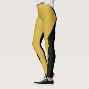 Bold Black with Metallic Gold Unique Stylish Leggings