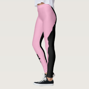 Bold Black with Soft Pink Unique Stylish Leggings