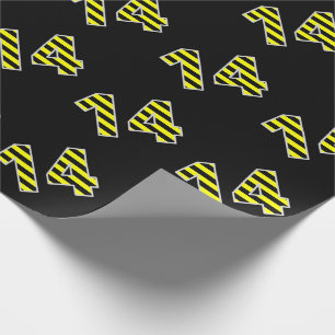 Bold, Black & Yellow Stripes 14 Event # (Birthday) Wrapping Paper