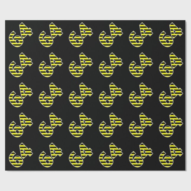 Bold, Black & Yellow Stripes 64 Event # (Birthday) Wrapping Paper (Flat)