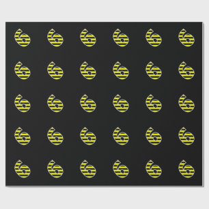 Bold, Black & Yellow Stripes 6 Event # (Birthday) Wrapping Paper