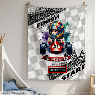Bold Blanket Sport Car Driving Little Boy