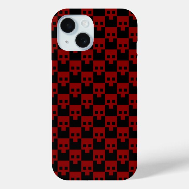 Bold Block Skull in Blood Red on Black Case-Mate iPhone Case (Back)