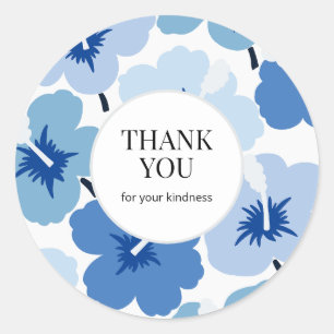 Bold Bloom Multicolored Thank You Blue Tones Classic Round Sticker