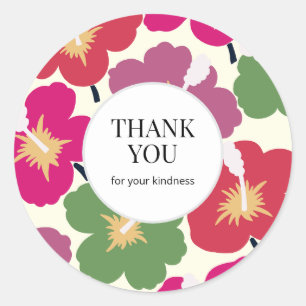 Bold Bloom Multicolored Thank You Classic Round Sticker