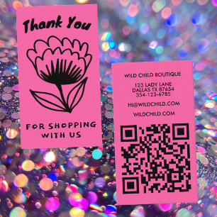 BOLD BLOOM ORDER THANK YOU Minimal Floral QR code  Business Card