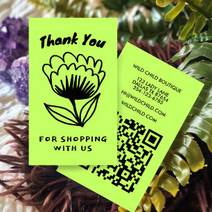 BOLD BLOOM ORDER THANK YOU Minimal Floral QR code  Business Card