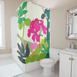 Bold Blooming Geraniums Florist Modern Shower Curtain