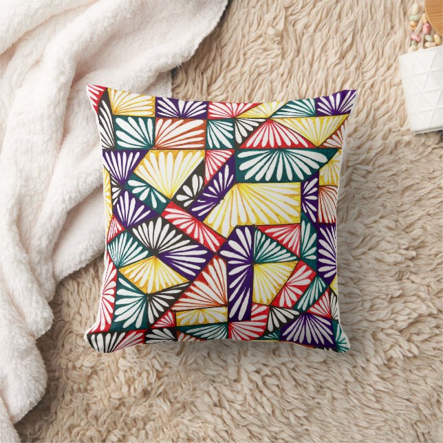 Bold Blooms: Colourful Pattern Throw Pillow (Blanket)