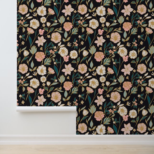 Bold Blossom Elegant Flower Pattern Wallpaper (Application)