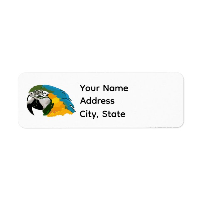 Bold Blue and Gold Macaw Address (Front)