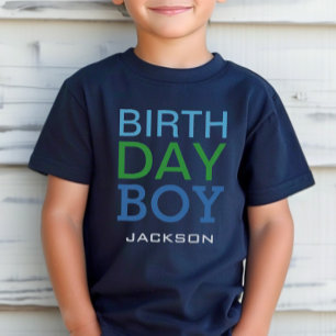 Bold Blue and Green Birthday Boy Toddler T-Shirt