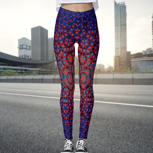 Bold Blue And Red Pattern Leggings (Creator Uploaded)
