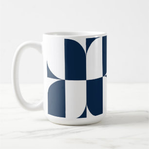 Bold Blue and White Mid-Century Modern Geometric L Coffee Mug