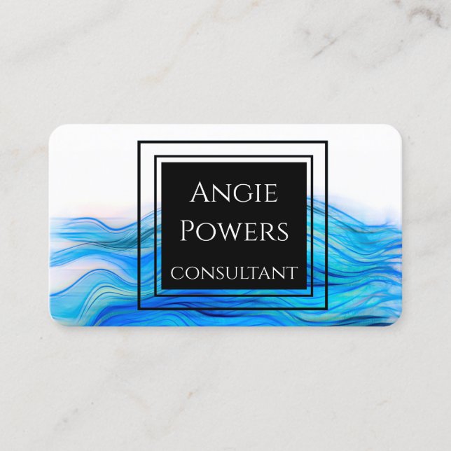 bold blue and white painted elegant artistic  business card (Front)