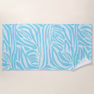 Bold Blue and White Zebra Print Beach Towel