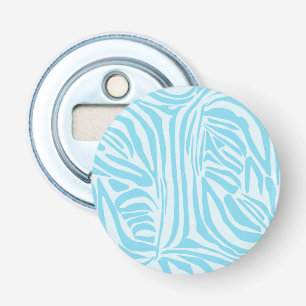 Bold Blue and White Zebra Print Bottle Opener