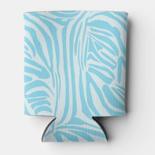 Bold Blue and White Zebra Print Can Cooler