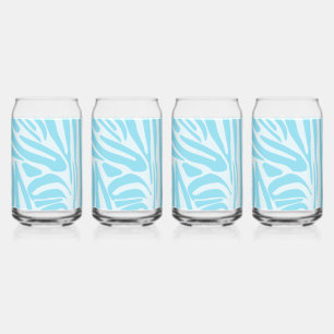 Bold Blue and White Zebra Print Can Glass