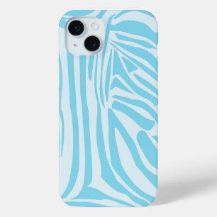 Bold Blue and White Zebra Print iPhone 15 Mini Case