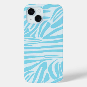 Bold Blue and White Zebra Print iPhone 15 Case