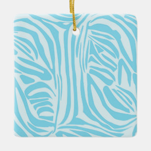 Bold Blue and White Zebra Print Ceramic Ornament