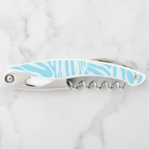 Bold Blue and White Zebra Print Corkscrew