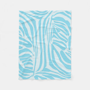 Bold Blue and White Zebra Print Fleece Blanket