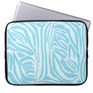 Bold Blue and White Zebra Print Laptop Sleeve