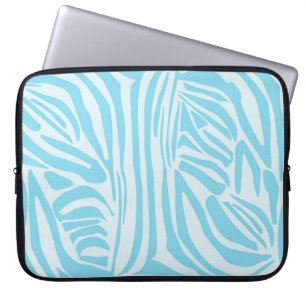 Bold Blue and White Zebra Print Laptop Sleeve