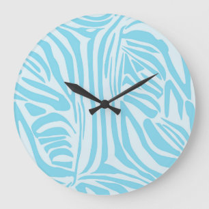 Bold Blue and White Zebra Print Large Clock