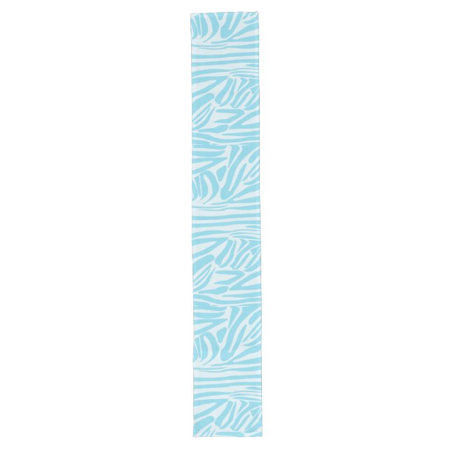 Bold Blue and White Zebra Print Long Table Runner (Front)