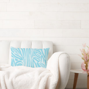 Bold Blue and White Zebra Print Lumbar Cushion