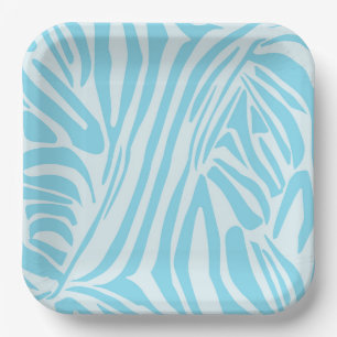 Bold Blue and White Zebra Print Paper Plate