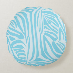 Bold Blue and White Zebra Print Round Cushion