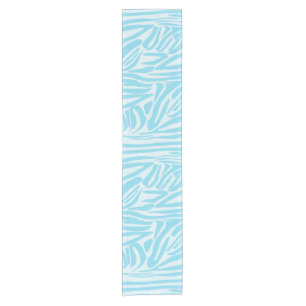 Bold Blue and White Zebra Print Short Table Runner