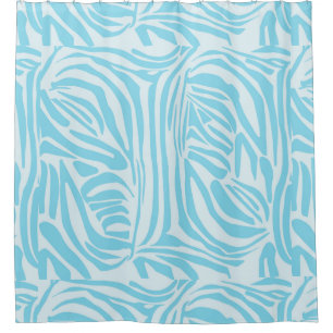 Bold Blue and White Zebra Print Shower Curtain