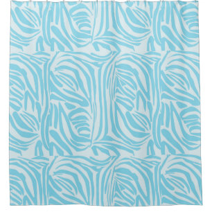 Bold Blue and White Zebra Print Shower Curtain