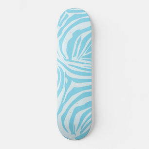 Bold Blue and White Zebra Print Skateboard