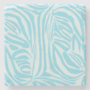 Bold Blue and White Zebra Print Stone Coaster