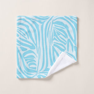 Bold Blue and White Zebra Print Wash Cloth