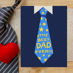 Bold Blue and Yellow "Best Dad Ever" Father's Day Postcard