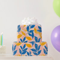Bold Blue and Yellow Leaf lithograph Pattern