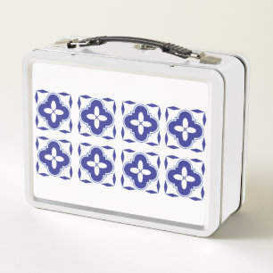 Bold Blue Azulejo Metal Lunch box