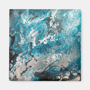 Bold Blue & Black Abstract Magnet