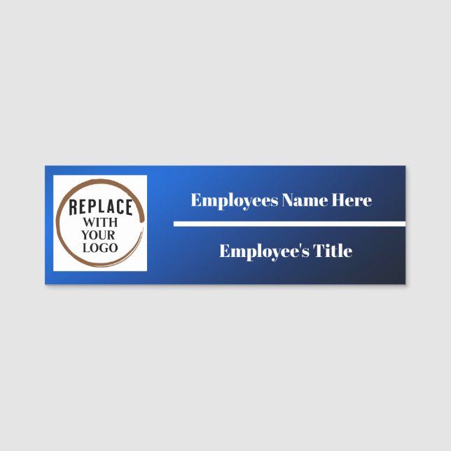 Bold Blue Business Employees Name Tag (Front)