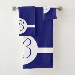 Bold Blue Circle Monogram Bath Towel Set