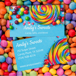 Bold Blue Colourful Sweets Candy Business Card